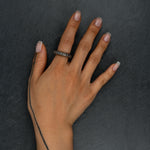 Silver ring 'FIBON' by Myon Rox – worn on hand, featuring elegant Fibonacci spiral curves
